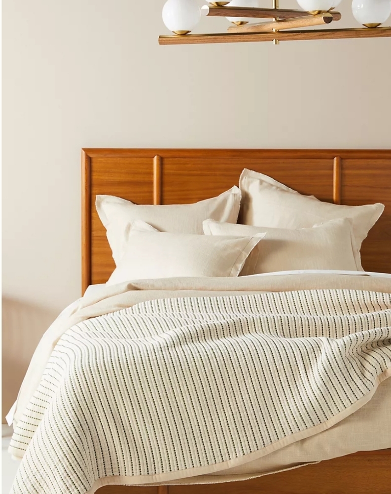 Anthropologie Woven Sidonie Bed Blanket- natural